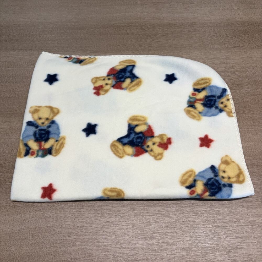 Vintage Springmaid Crib Blanket for Crib, White Bear Stars